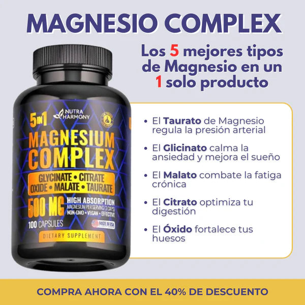 ✅MAGNESIUM COMPLEX 5 EN 1: EL MAGNESIO MAS COMPLETO DE TODO EL MERCADO, SOLUCIONA MAS DE 80 PROBLEMAS DE SALUD.
