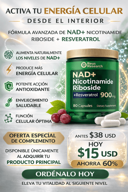 NAD+RESVERATROL LLEVALO POR SOLO $15 USD