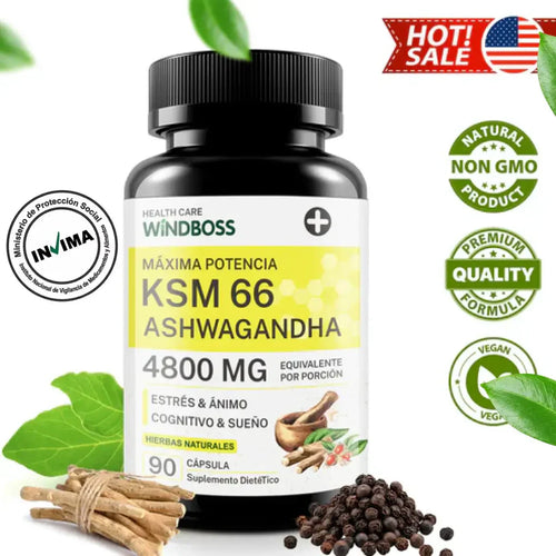 ASHWAGANDHA KSM 66 - ELIMINA EL ESTRÉS Y EL CORTISOL