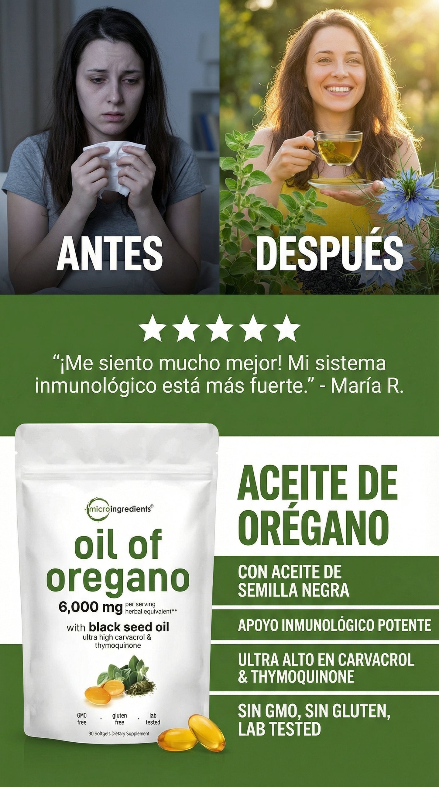 Agrega Aceite de Oregano + Carvocol y Sana Tu Cuerpo por $19 USD